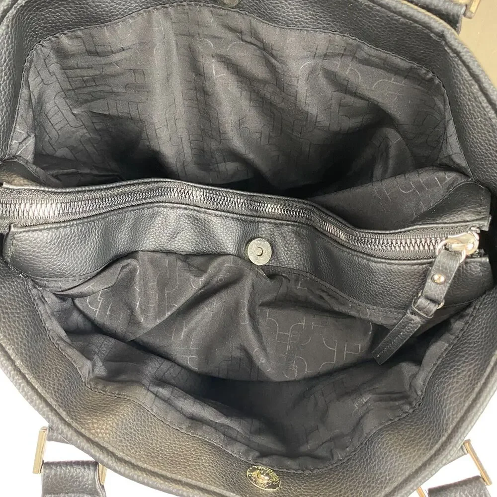 Rosetti Large Tote Shoulder Bag Purse,Black Leather